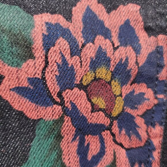 7 For All Mankind Black Denim Floral Mini Skirt sz 28w - Picture 5 of 16